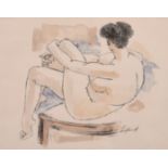 Sydney d'Horne Shepherd, A mixed media study of a seated female nude, signed in pencil, 10.5" x 13.