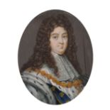 A half-length portrait of Nobleman in a gilt frame, 4" x 3.25".