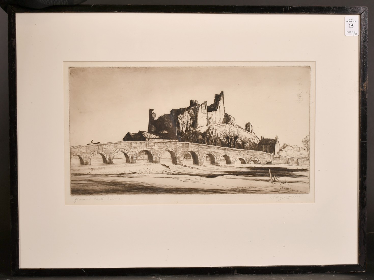 Job Nixon, 'Glanworth Castle, Ireland', etching, signed, dated, and inscribed in pencil, 9" x 16", - Image 2 of 6