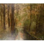 20th Century French School, A view of a stream through trees, oil on canvas, signed L. Bernet?, 29.