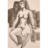 Mary Krishna, A study of a nude female figure, pastel, signed in pencil, 9" x 5.5", along with an