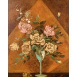 20th Century School, A stylised still life of roses, oil on canvas, signed 'Canto', 30" x 24".