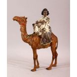 A FINE ORIENTALIST BRONZE FIGURE OF CAMEL AND RIDER, possibly Bergman, 21.5cm high.