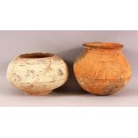 TWO INDUS VALLEY CERAMIC VASES, both painted with animals and stylised motifs, 18.5cm high and