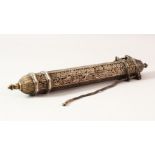 A JEWISH JUDAICA WHITE METAL OPENWORK SCROLL HOLDER, with open work floral decoration, with a