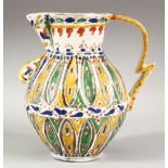 A TURKISH OTTOMAN KUTAHYA POTTERY POT - the body with multi coloured leaf shaped tendril with a