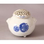 A JAPANESE MEIJI PERIOD HIRADO PORCELAIN BLUE & WHITE KORO & COVER - the body of the koro