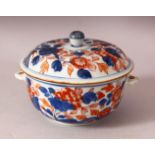A 19TH CENTURY CHINESE PORCLELAIN ECULE & COVER - decorated with typical imari palate depicting