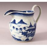 AN 18TH / 19TH CENTURY CHINESE BLUE & WHITE PORCELAIN JUG - the body decorated with native landscape