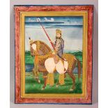 A FINE LARGE INDIAN MINIATURE PAINTING OF MAHARAJA SAWAI RAM SINGH II of Jaipur (ruled 1835-1880) on