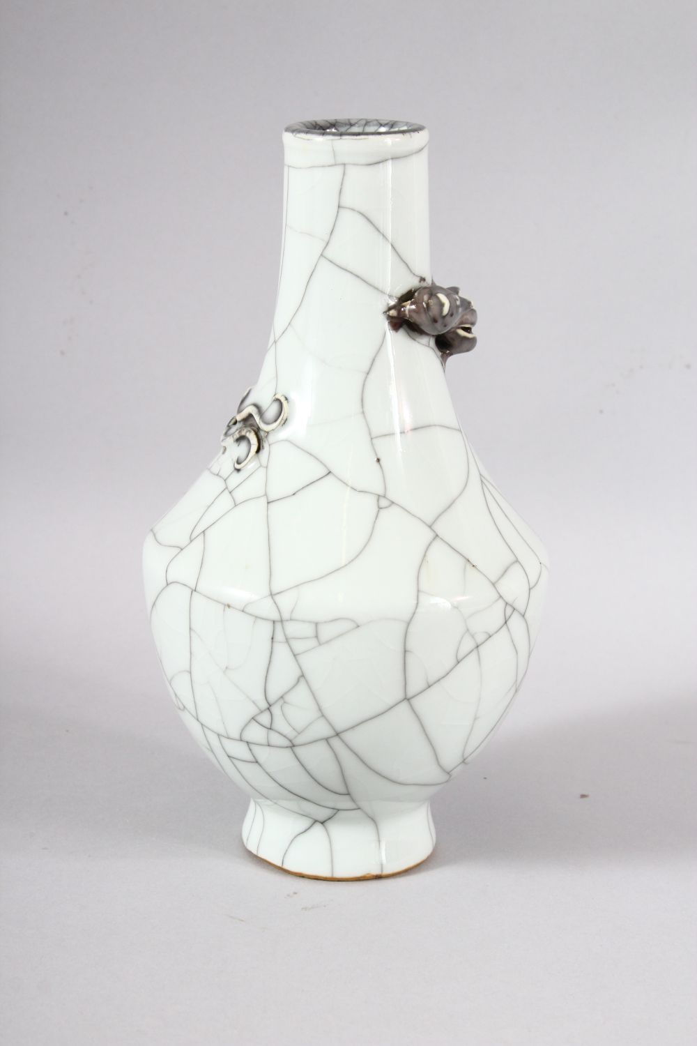 A GOOD CHINESE CRACKLE GLAZED VASE, with moulded dragon to the neck, 23cm high. - Image 4 of 7