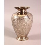 A 19TH CENTURY SMALL PERSIAN ENGRAVED VASE - the body of the vase with carved floral motif
