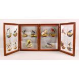 A FINE FRAMED FOUR PANEL SET OF 19TH CENTURY INDIAN SCHOOL PAINTINGS OF BIRDS on mica, each framed