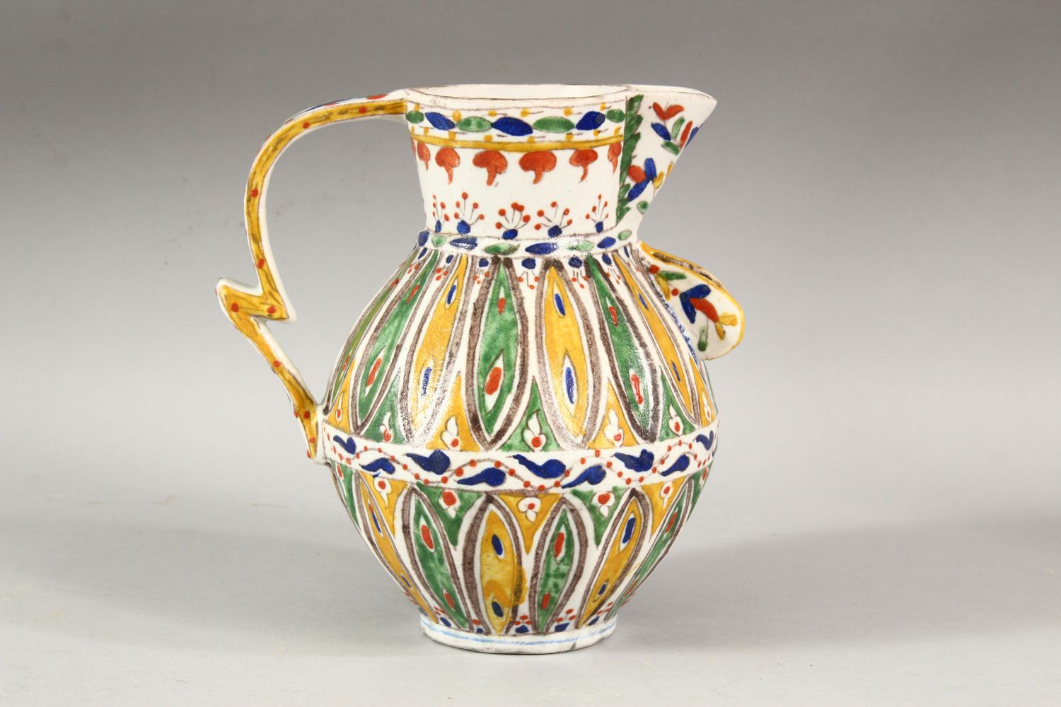 A TURKISH OTTOMAN KUTAHYA POTTERY POT - the body with multi coloured leaf shaped tendril with a - Image 3 of 6