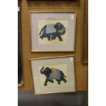 A pair of pictures depicting ceremonial Indian elephants.