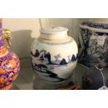 A Chinese blue and white ginger jar and cover.