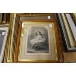 The String of Daisies engraving in a maple frame together with a set of three gilt framed prints and