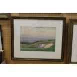Felix Andrews "A View of The Downs" watercolour.