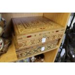 A pair of eastern inlaid jewellery boxes.