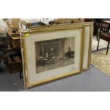 A pair of large gilt framed engravings.