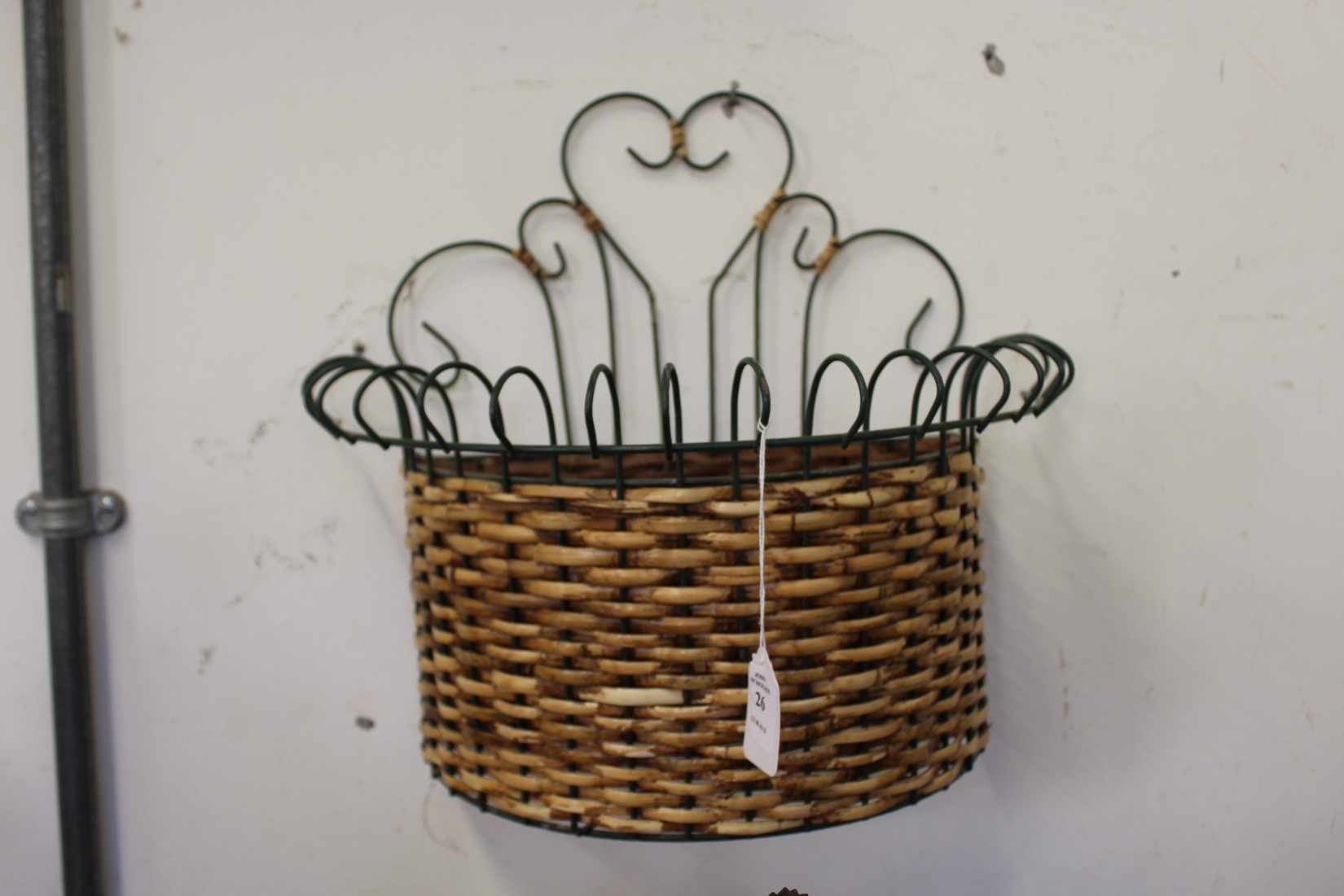 A wall hanging basket.