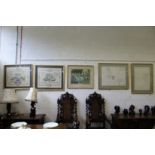 Two prints of Milton Abbey, a print after Laura Knight and a pair of prints by Isabelle Brent of the