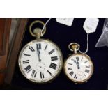 Two Goliath pocket watches with plated cases.