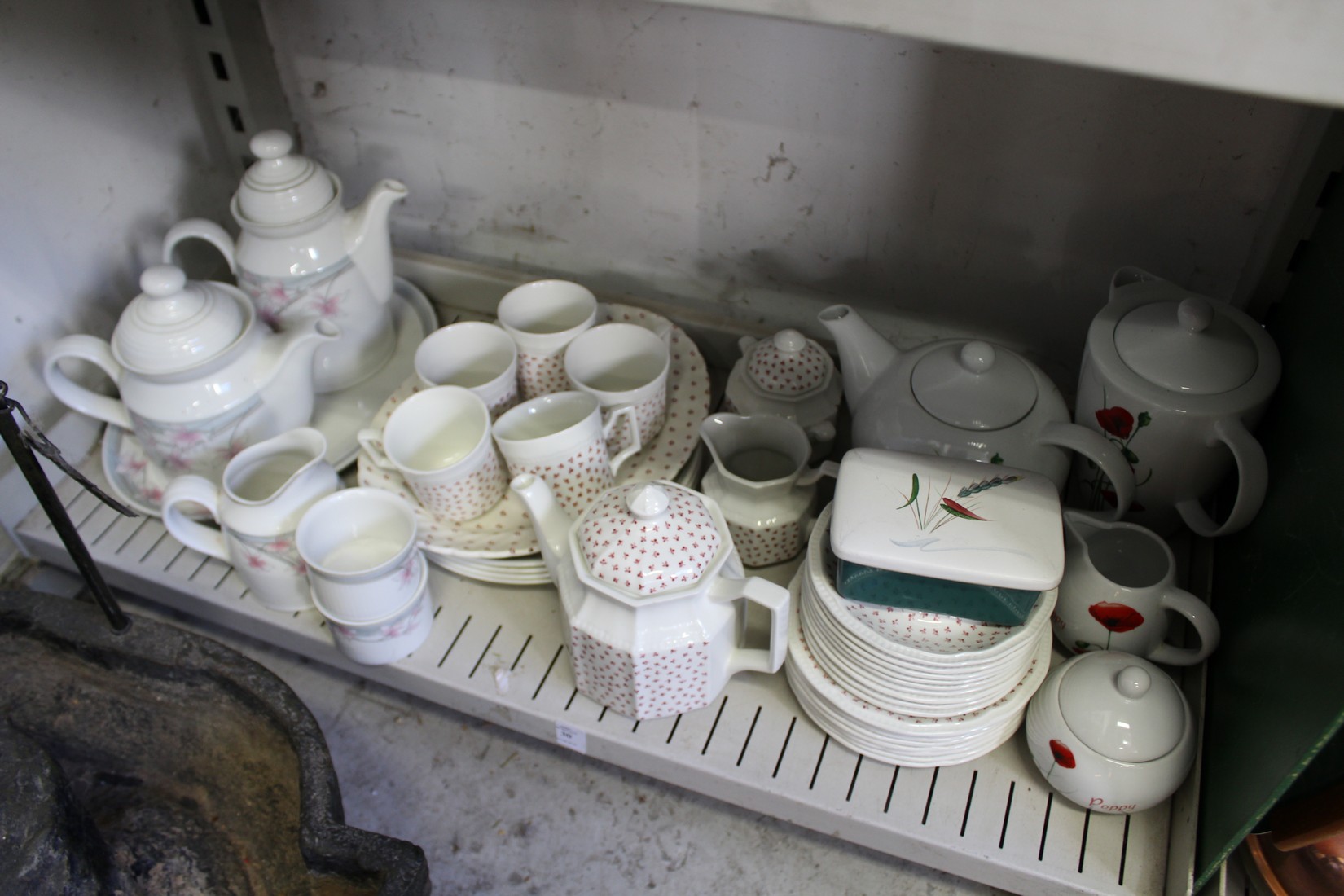 Various part breakfast services, a Denby butter dish etc.