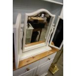 A whitewood dressing table mirror.