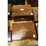 Two Victorian rosewood boxes, one with part fitted interior.