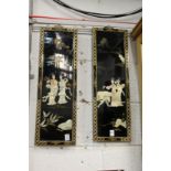 A pair of inlaid Japanese panels.