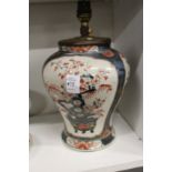 A Japanese Imari baluster shaped vase converted to a lamp.