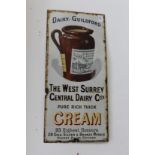 A good local pictorial enamel advertising sign "The West Surrey Central Dairy Co".