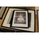 Three portrait busts of young ladies, prints.