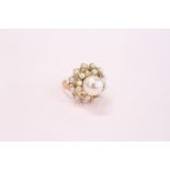 A 14ct gold and pearl dress ring.