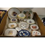 Reproduction armorial porcelain salts and other decorative china.