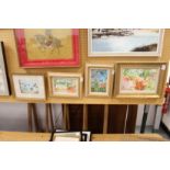 Phyllis Pearsall "A Colourful Garden with Flowers" together with two other small paintings by the