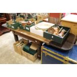 A good 19th century mahogany table base with carved and fluted legs and later top.