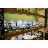 A good collection of 19th century and later blue and white porcelain to include plates, jugs,