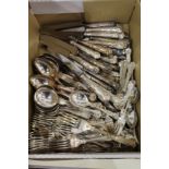 A large quantity of Kings pattern plated flatware.