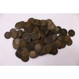 A large quantity of pre-decimal pennies and halfpennies.