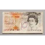 A BANK OF ENGLAND £10.00 NOTE No. K79 311182 printed wrongly, half centimetre space to the bottom.