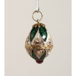 A GOOD RUSSIAN SILVER AND ENAMEL EGG PENDANT