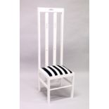 AN UNUSUAL WHITE LACQUER, OVERSIZED HIGHBACK CHAIR, in the manner of Charles Rennie Mackintosh.