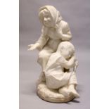 JOSEPH DURHAM A. R. A. (1814 - 1877) ENGLISH A GOOD WHITE CARVED MARBLE GROUP OF A YOUNG MOTHER