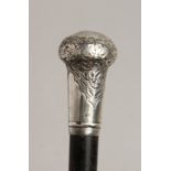 A WALKING CANE with silver handle Birmingham 1914 33ins long