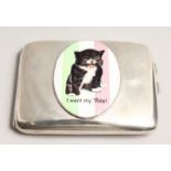 A SILVER SUFFRAGETTE CAT CIGARETTE CASE Dated 1919