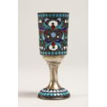 A RUSSIAN SILVER AND ENAMEL TOT 3.25ins high.