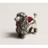 A NOVELTY SILVER POODLE PIN CUSHION