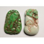 TWO JADE CARVED PENDANTS